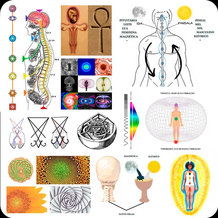 Símbolos ocultos — chakras, olho de hórus, geometria sagrada